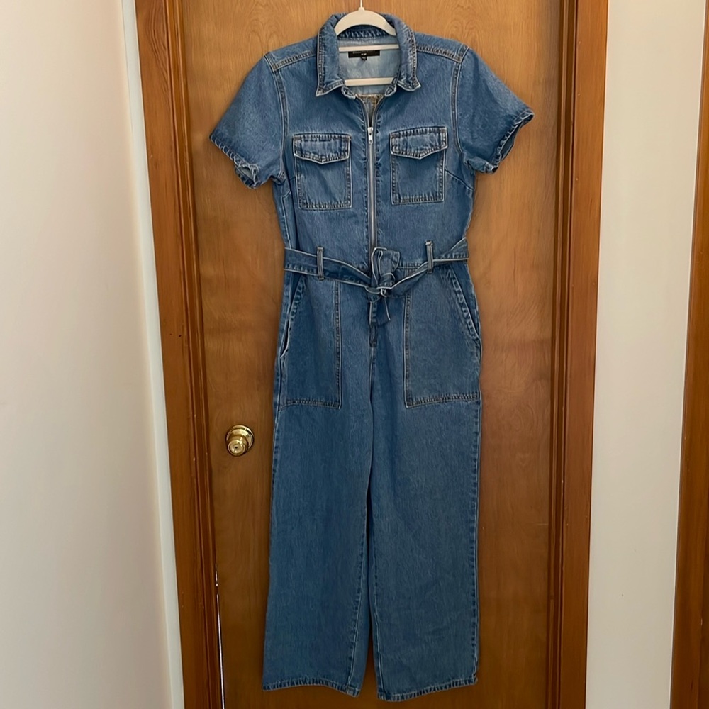 Denim Short Sleeve Jumpsuit